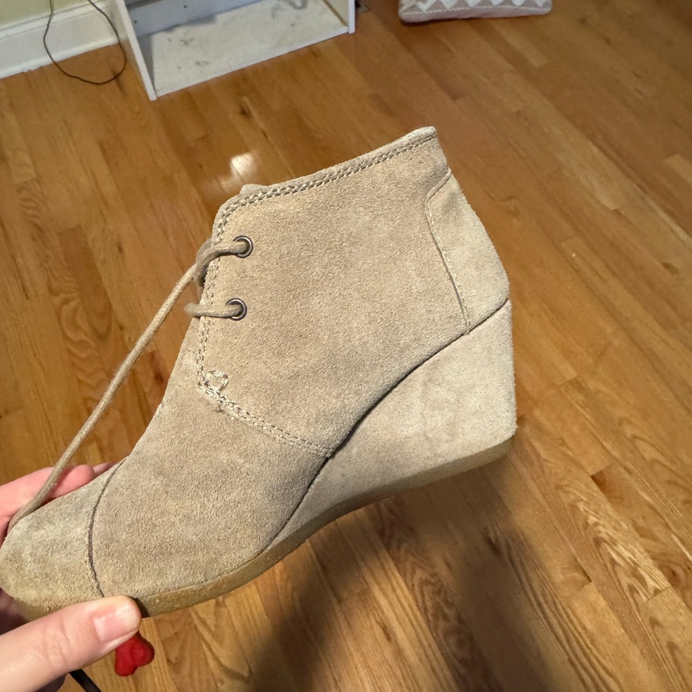 Toms Beige Wedge Ankle Boots